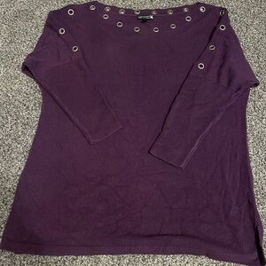 New Anthony Originals Purple Long Sleeve Top with Grommet Detail M